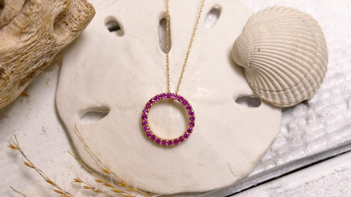 14k Yellow Gold 0.72ct Pink Sapphire Necklace