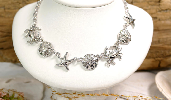 Sterling Silver - Silver "Ocean Mix" Sea Life Necklace