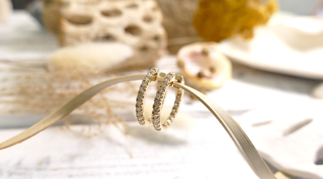 10K Yellow Gold 0.15ct - Inside Out - Natural Diamond Round Earrings