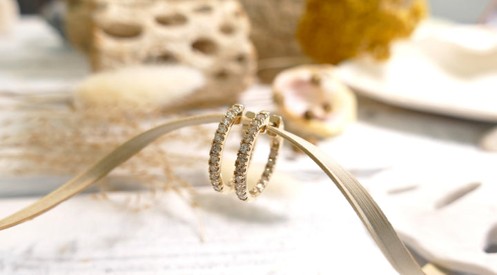 10K Yellow Gold 0.15ct - Inside Out - Natural Diamond Round Earrings