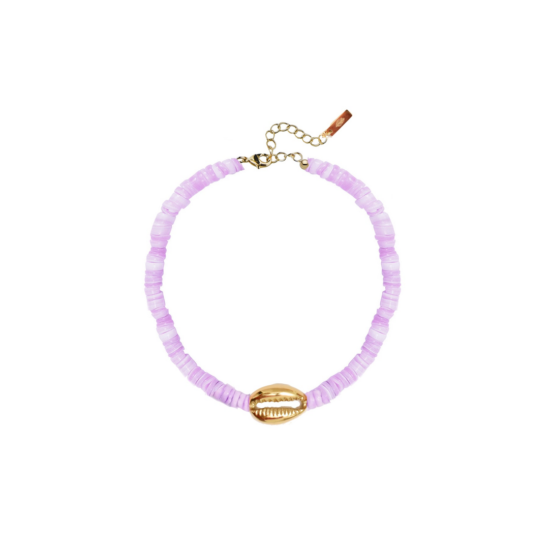 Adriana Pappas - - 14K Gold Filled - Lavender - Heishi Shells Shell Chain Bracelet 6.5-8"