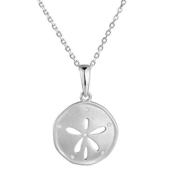 SS CZ Sand Dollar Pendant Matt