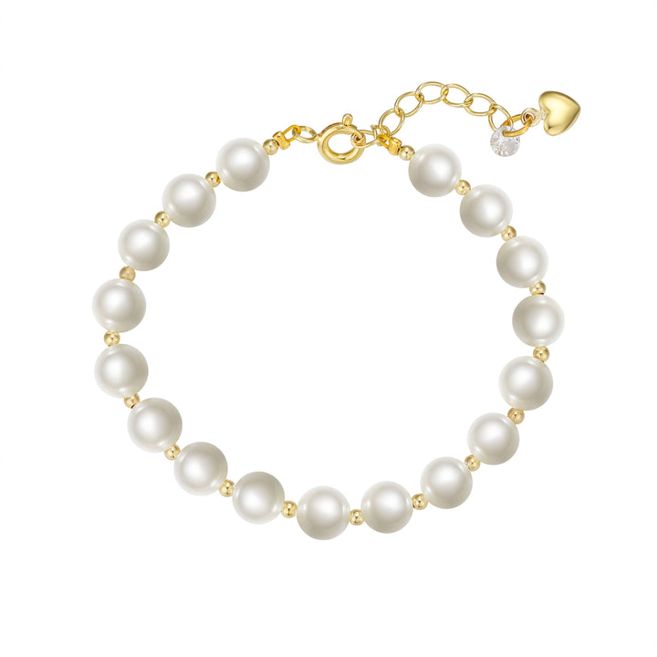 Lily Nily - Brass - Gold Pearl Beaded 5.5-6.5" Chain Bracelet