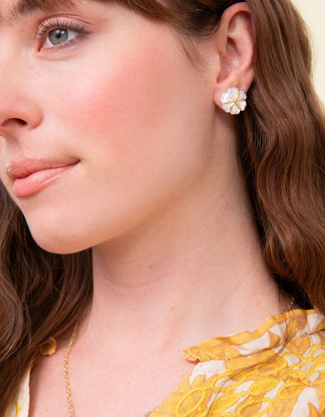 Spartina - - 18K Gold Plated Flower Mother of Pearl Stud Earrings