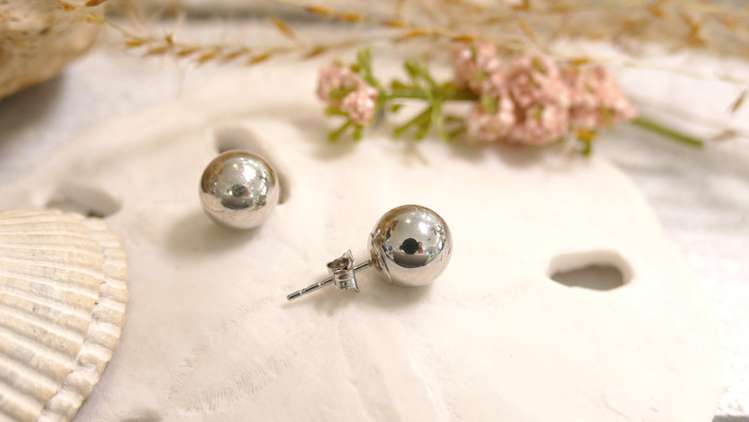 14k White Gold 8mm Ball Stud Earrings
