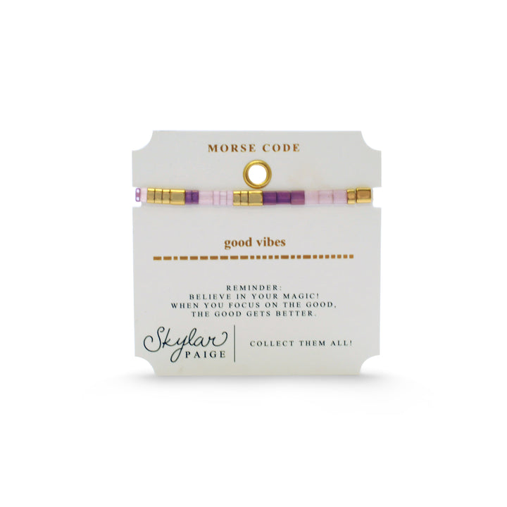 Stia Couture - - Gold "Good Vibes" Tila Bead Stretch Bracelet