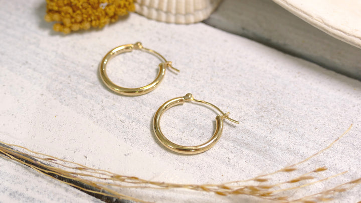 14k Yellow Gold Polished Hoop Earrings