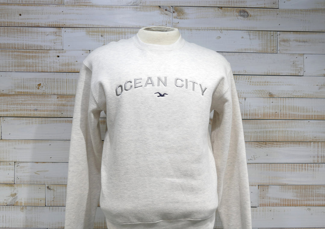 Long Sleeve Crew Neck Seagull Sweatshirt - Oatmeal (Medium)