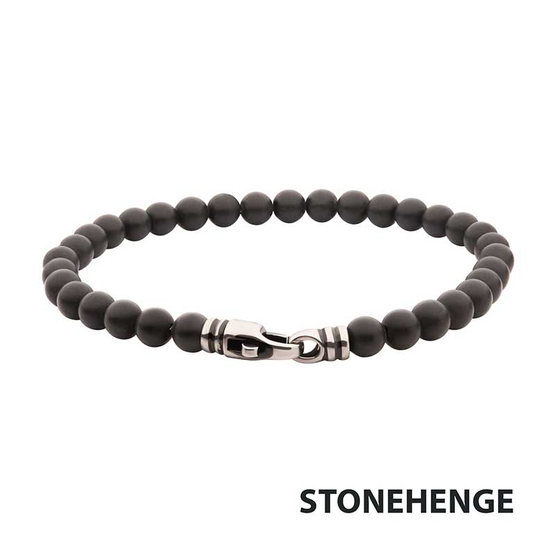 6mm Black Onyx Stone Bead Brac