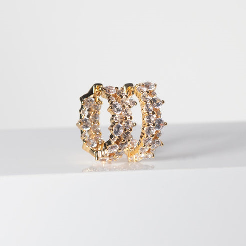 Sif Jakobs - Sterling Silver - 18K Gold Plated "Livigno Creolo Piccolo" Multicolored Cubic Zirconia Hoop Earrings