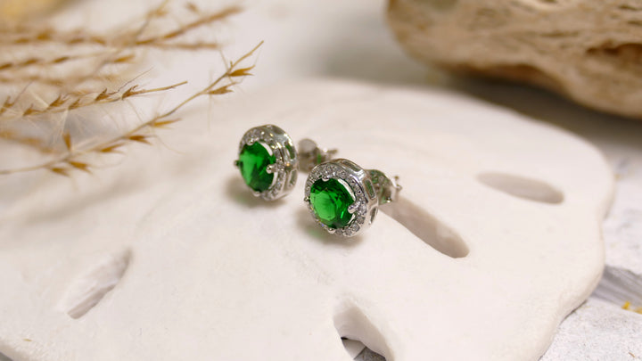 925 Sterling Silver Sim Emerald CZ Earring