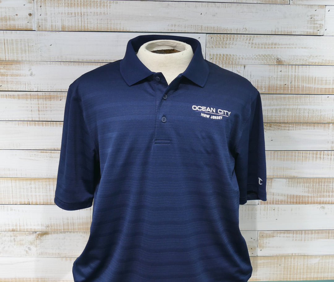 CHAMPION - Short Sleeve Textured Men Polo Shirt - Navy
