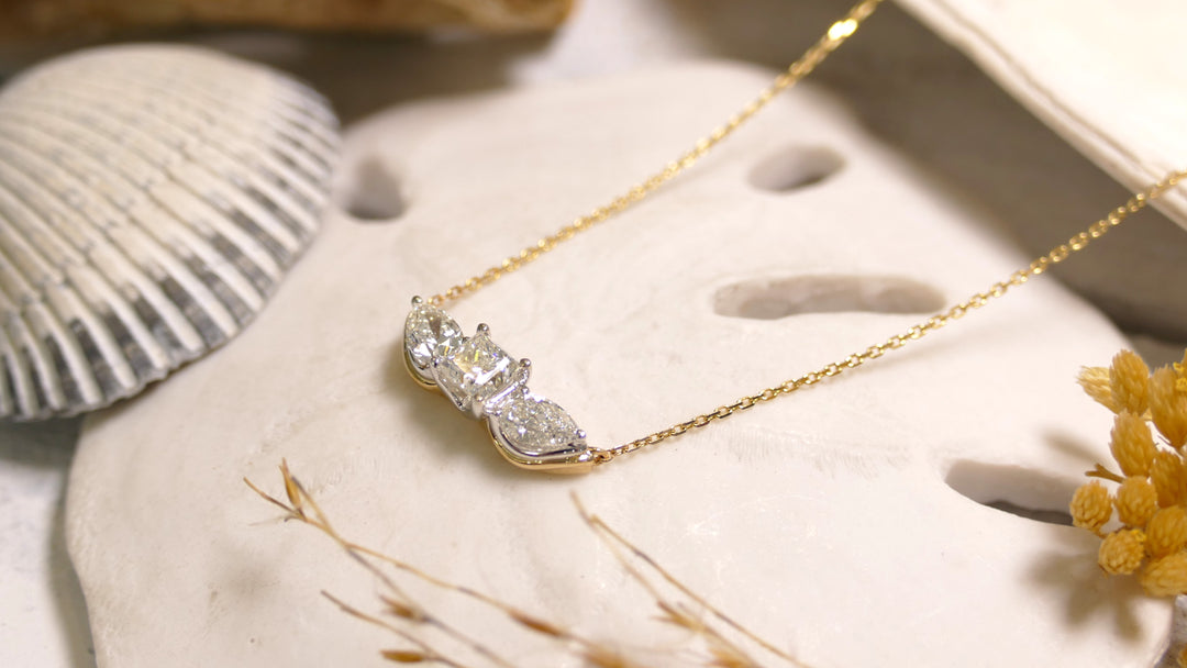14k Yellow Gold Diamond 1.25ct Pear Necklace