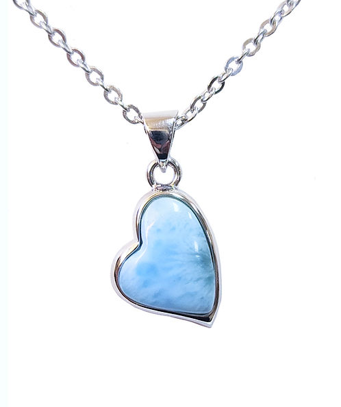 SS Sideways Larimar Heart Pend