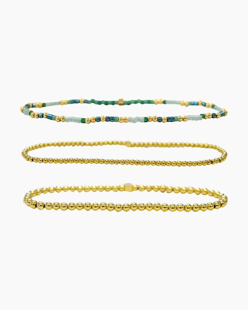 Stia Couture - - Gold "Let Them" Tila Bead Morse Code Stretch Bracelet