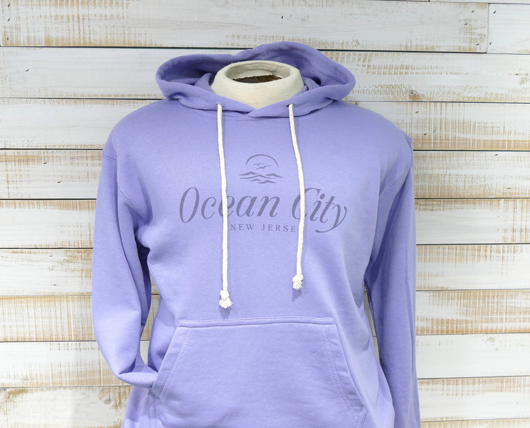 Ocean City Classics - Long Sleeve Hooded Front Pocket Sweatshirt - Periwinkle Purple