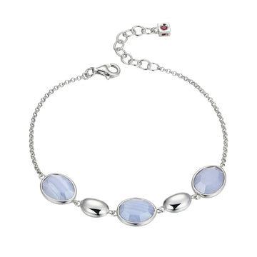 SS RHOD  BLUE AGATE BRAC 6.5"+