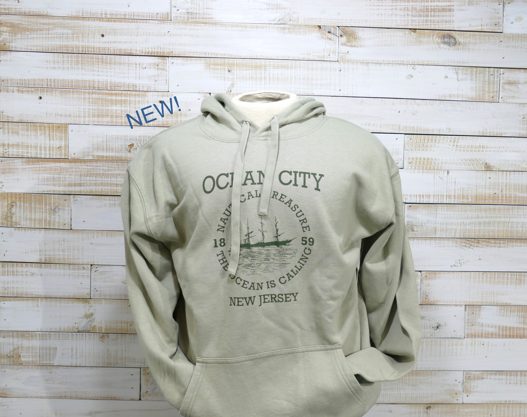 Long Sleeve Hooded Front Pocket OC Shipwreck Sweatshirt - Green (Extra Large)