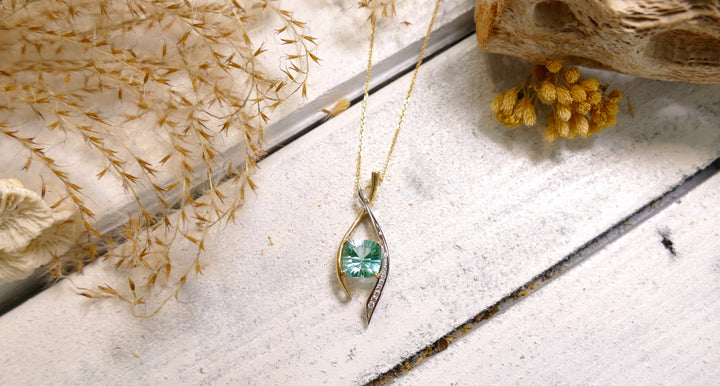 14k Two Tone 2.7ct Caribbean Topaz Cushion Pendant