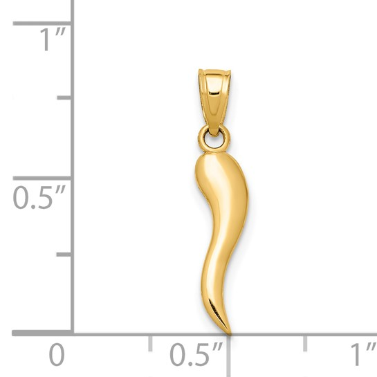 14k - Yellow Gold Flat Italian Horn Dangle Pendant