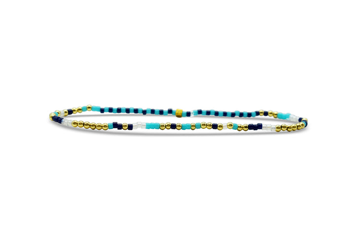 Skylar Paige Tila Bead Gold Morse Code Multicolor Stretch Bracelet