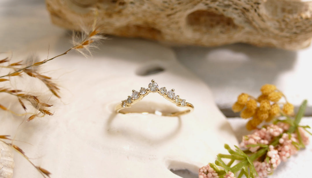 14k Yellow Gold 0.19CT Round Diamond Band Ring Size 6.5