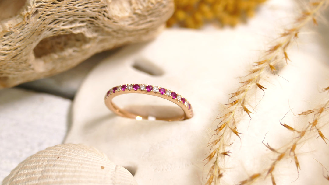 14k Rose Gold Ruby & Diamonds Ring (Size 6)