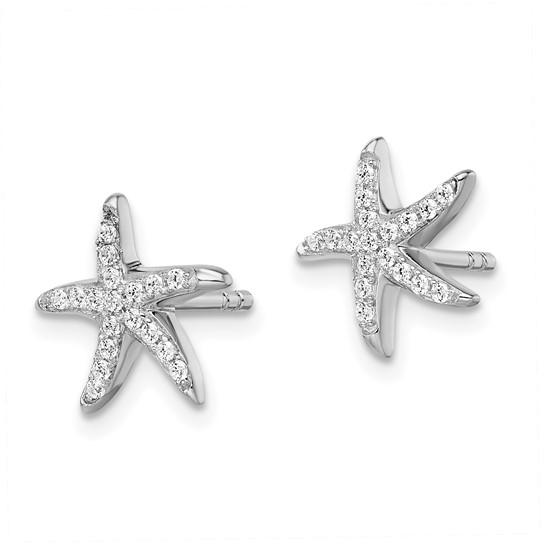 Sterling Silver - Silver Micro Pave Cubic Zirconia Starfish Stud Earrings