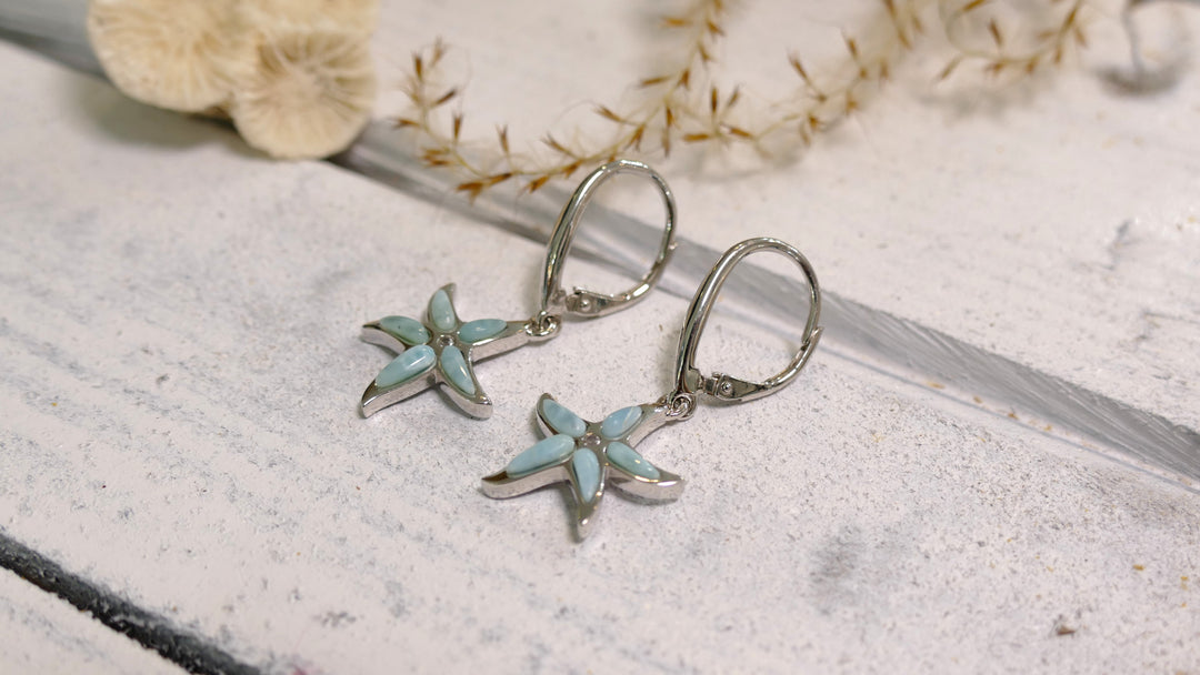 Sterling Silver - Larimar Dangle Sea Life Earrings
