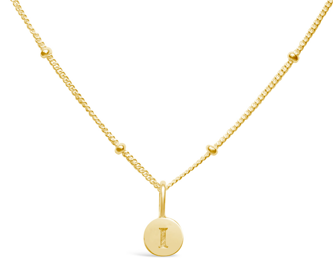 Stia Sterling Silver 14K Gold Plated Initial I 15-17" Disc Necklace