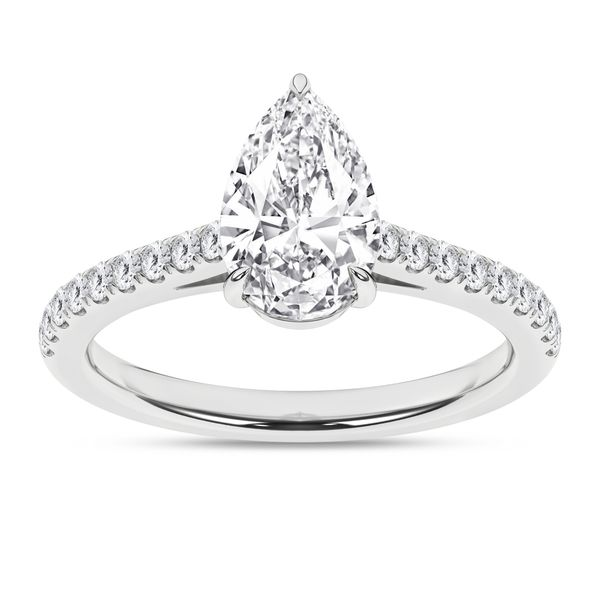 14k White Gold 1.75 CTW Lab Grown Diamond Pear Ring