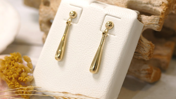 14k Yellow Gold Teardrop Drop Earrings
