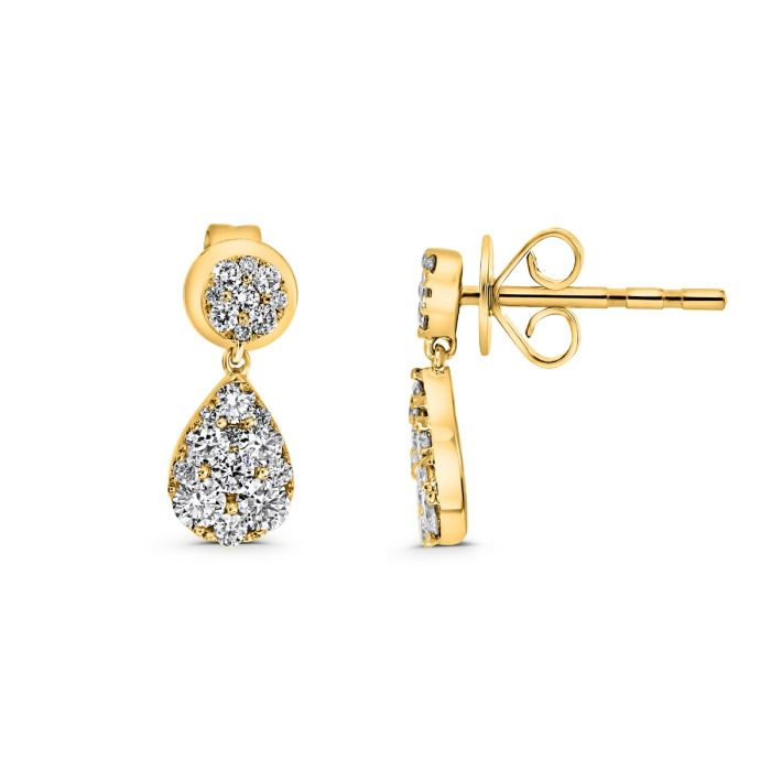 14k Yellow Gold .58ct Diamonds Tear Drop Earrings
