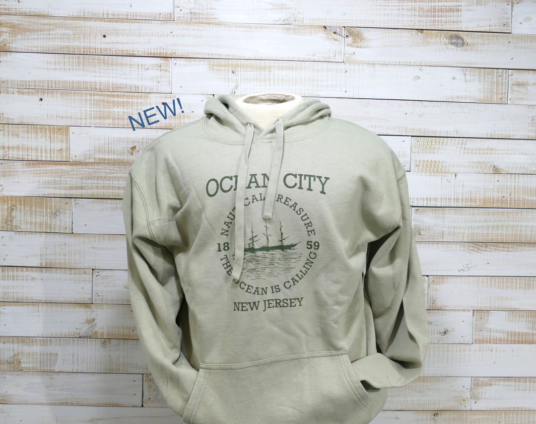 Long Sleeve Hooded Front Pocket OC Shipwreck Sweatshirt - Green (Small)
