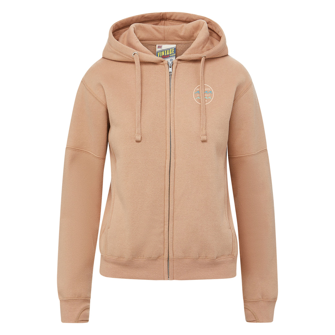 Ocean City Classics - Long Sleeve Full Zip Hooded Fleece Sweatshirt - Salmon