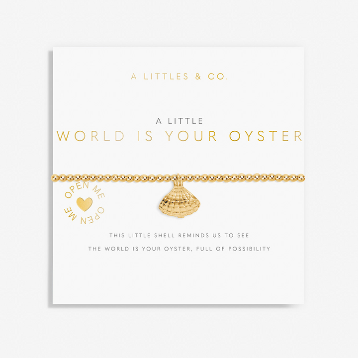 A Little & Co - Brass - Gold - World Is Your Oyster - Stretch Beaded Bracelet 6 7/8"