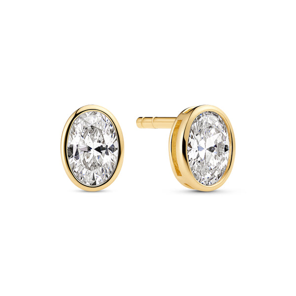 Sif Jakobs - Sterling Silver - Gold Plated "Sardinien Ovale" Oval Cubic Zirconia Stud Earrings