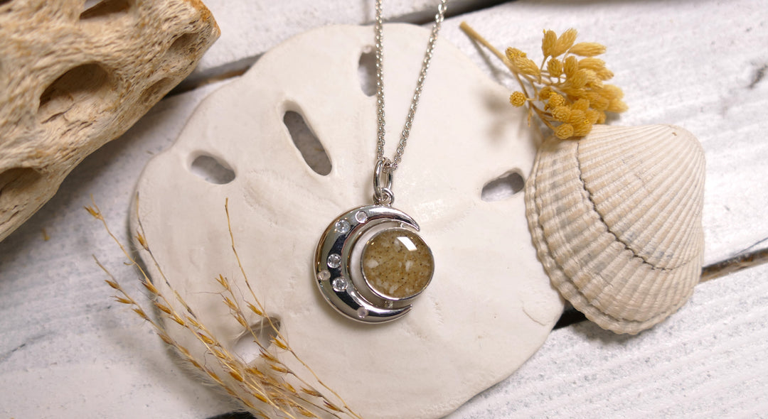 Dune - Sterling Silver - "New Moon" Crystal Ocean City Beach Sand Necklace