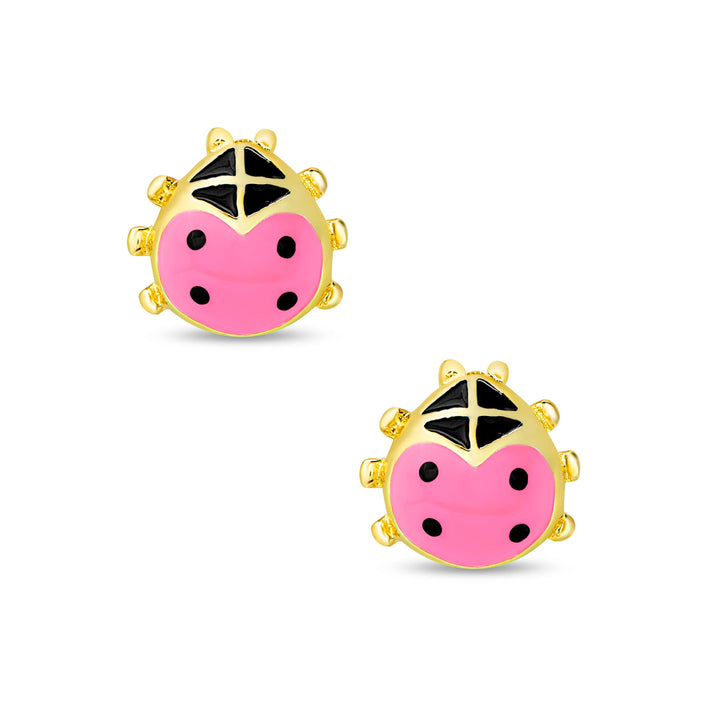 Ladybug Stud Earrings - Pink