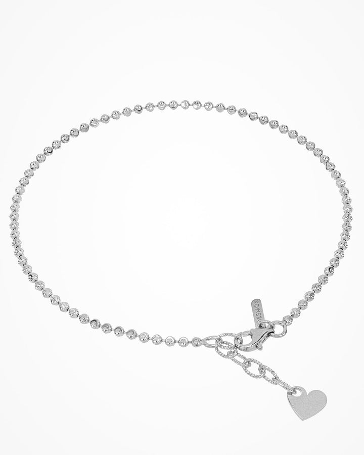 Desmos - Sterling Silver - Moon Cut - Moon Design Bead Anklet 9"