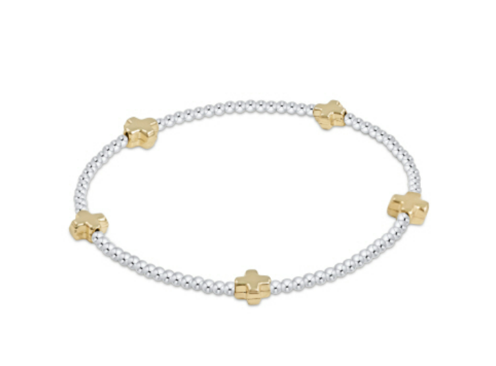 enewton - Beaded Bracelet Signature Cross 2mm Mixed Metal Bracelet (Standard 6.25")