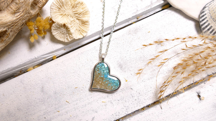 Dune - Sterling Silver - Explorer Heart Turquoise Gradient Ocean City Beach Sand Necklace