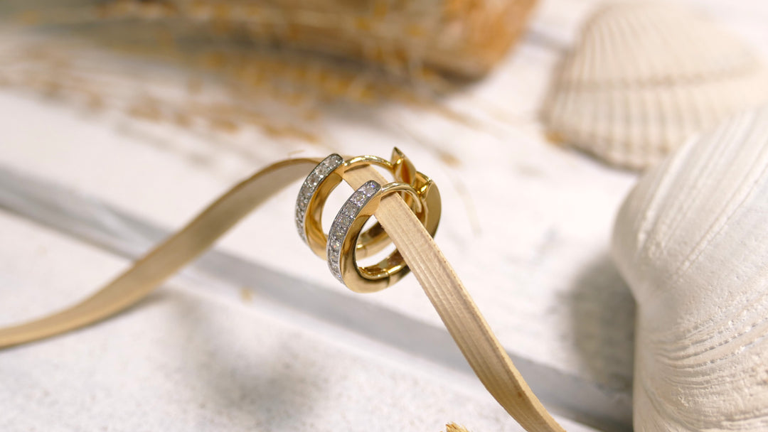 Dune - 14k - Yellow Gold 10mm Natural Diamond Hoop Earrings