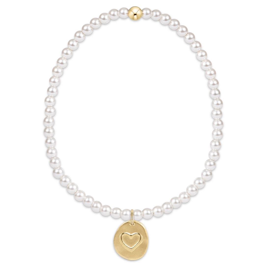enewton - Classic Inspire Love - 3mm - Gold Charm Pearl & Gold-Filled Bracelet (Standard 6.25")