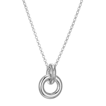Elle - Sterling Silver - "Simpatico" Circle Drop 12mm Hoop Pendant (17" +3" Rolo Chain)