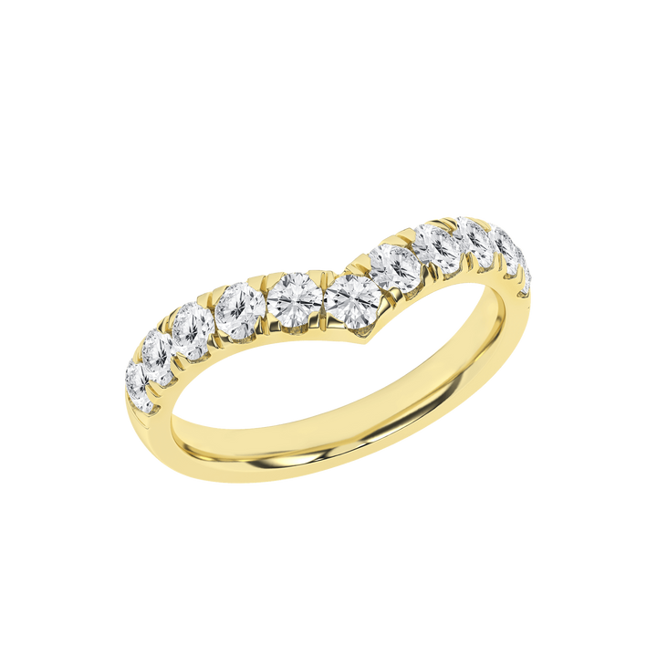 14k Yellow Gold 1ctw Round Lab Grown Diamond Curve Ring (Size 6)