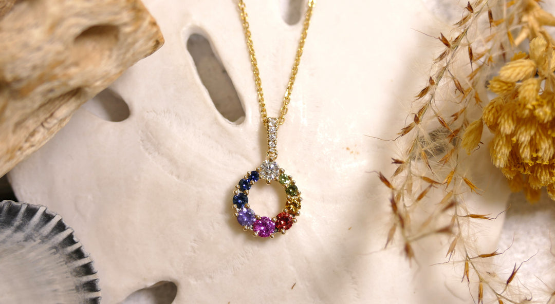 14k Yellow Gold 0.57ct Multistone Round 0.16ct Diamond Necklace