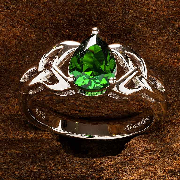 Sterling Silver CZ Emerald Tri