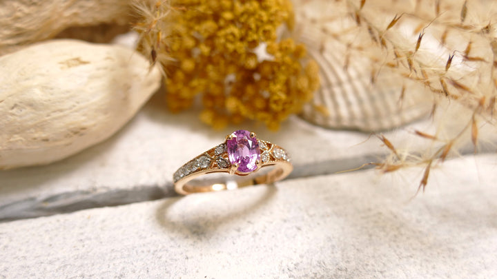 18k Rose Gold Pink Sapphire Ring (Size 7)