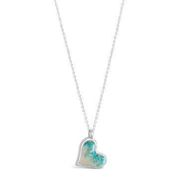 Dune - Sterling Silver - Tilted Heart 17mm Turquoise Gradient 16-20" (adjustable) Ocean City Beach Sand Necklace